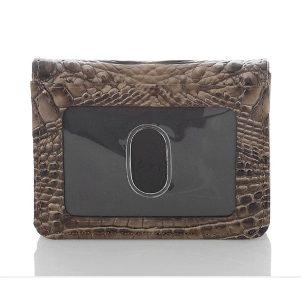 Brahmin Mini Key Brown Collodi Melbourne Genuine Leather Bi Fold Mini Wallet ID - Picture 9 of 12